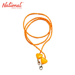 Face Mask Lanyard Colored Beads Orange with Heart -...