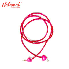 Face Mask Lanyard Colored Beads Fuchsia Pink with Heart -...