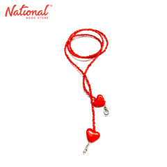 Face Mask Lanyard Colored Beads Red with Heart - Medical...