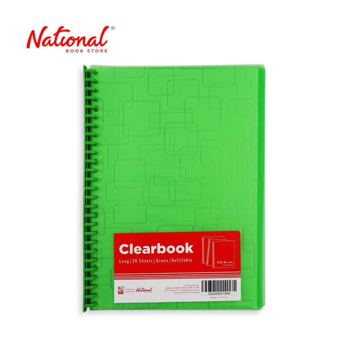 Best Buy Clearbook Refillable WW-83S-FC-grn Long Green 20 sheets 27 holes Big Square Design