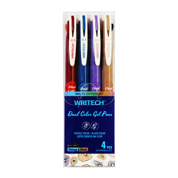 Writech Dual Color Gel Pen Set 4's W-608/4PET-05 - School & Office Supplies - Writing