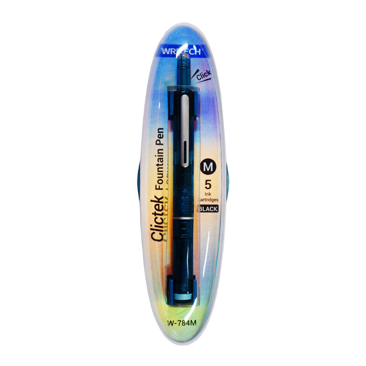 Writech Clicktek Retractable Fountain Pen with 5 Refills Black Ink W-784M/1-A - Writing