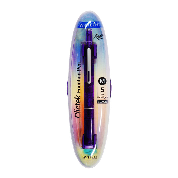 Writech Clicktek Retractable Fountain Pen with 5 Refills Black Ink W-784M/1-D - Writing