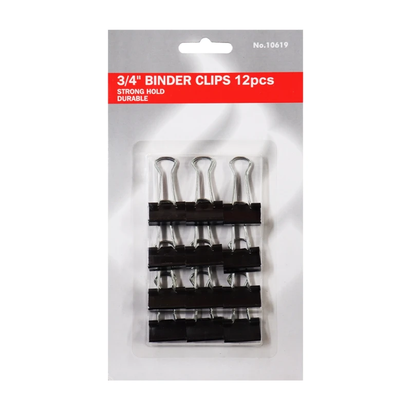 Uk Office Clip Foldback 0.75 Inches 19mm 12 Pieces