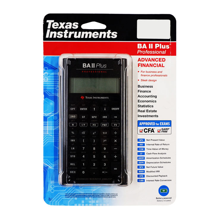 Texas Instrument Financial Calculator BA II Plus Professional - College School Supplies