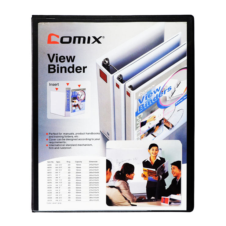Comix Ring Binder 3R A213BK A4 1.5 inches DType, Black - Office Supplies - Filing Supplies