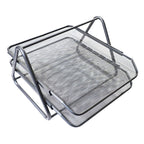 Desk Tray C8701 Silver 2 Layers Mesh - Home & Office Essentials - Desk Accessories