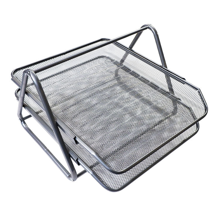 Desk Tray C8701 Silver 2 Layers Mesh - Home & Office Essentials - Desk Accessories
