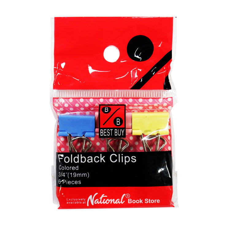 Best Buy Clip Foldback 0.75 Inches 6 Pieces 19mm Colored - School & Office Supplies