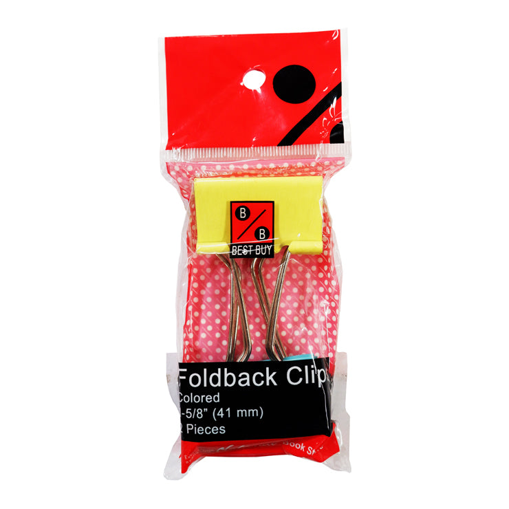 Best Buy Clip Foldback 1.62 Inches 2 Pieces 41mm, Colored - School & Office Supplies