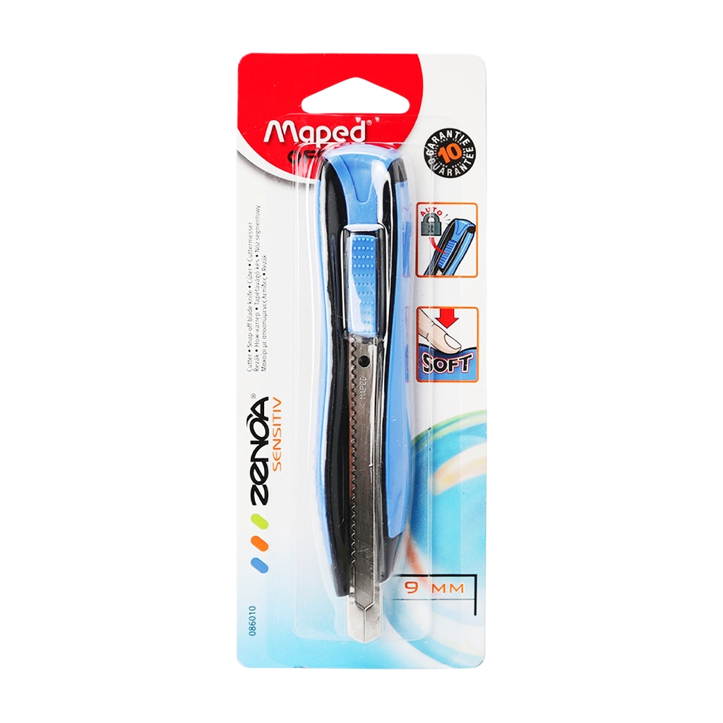 Maped Handheld Cutter Zenoa Sensitiv With Lock Blue Small 9mm 86010 - School & Office Supplies