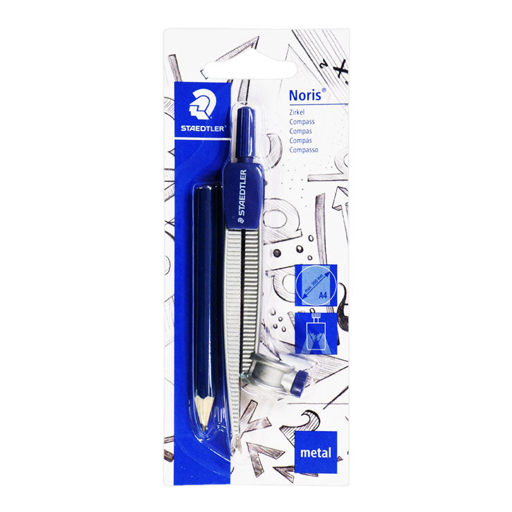 Staedtler Compass Set With Pencil And Adaptor Blue/Silver 550 55 BK - School Supplies