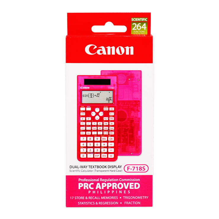 Canon Scientific Calculator 264 Functions F-718S, Pink Transparent - School & Office Supplies