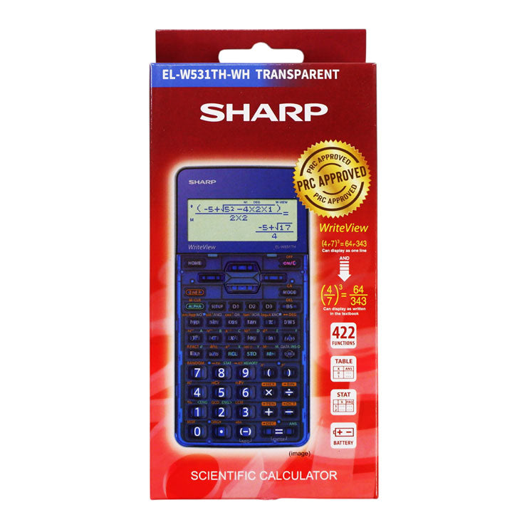 Sharp Scientific Calculator ELW531TH Wh Transparent 422 Functions - School & Office Essentials