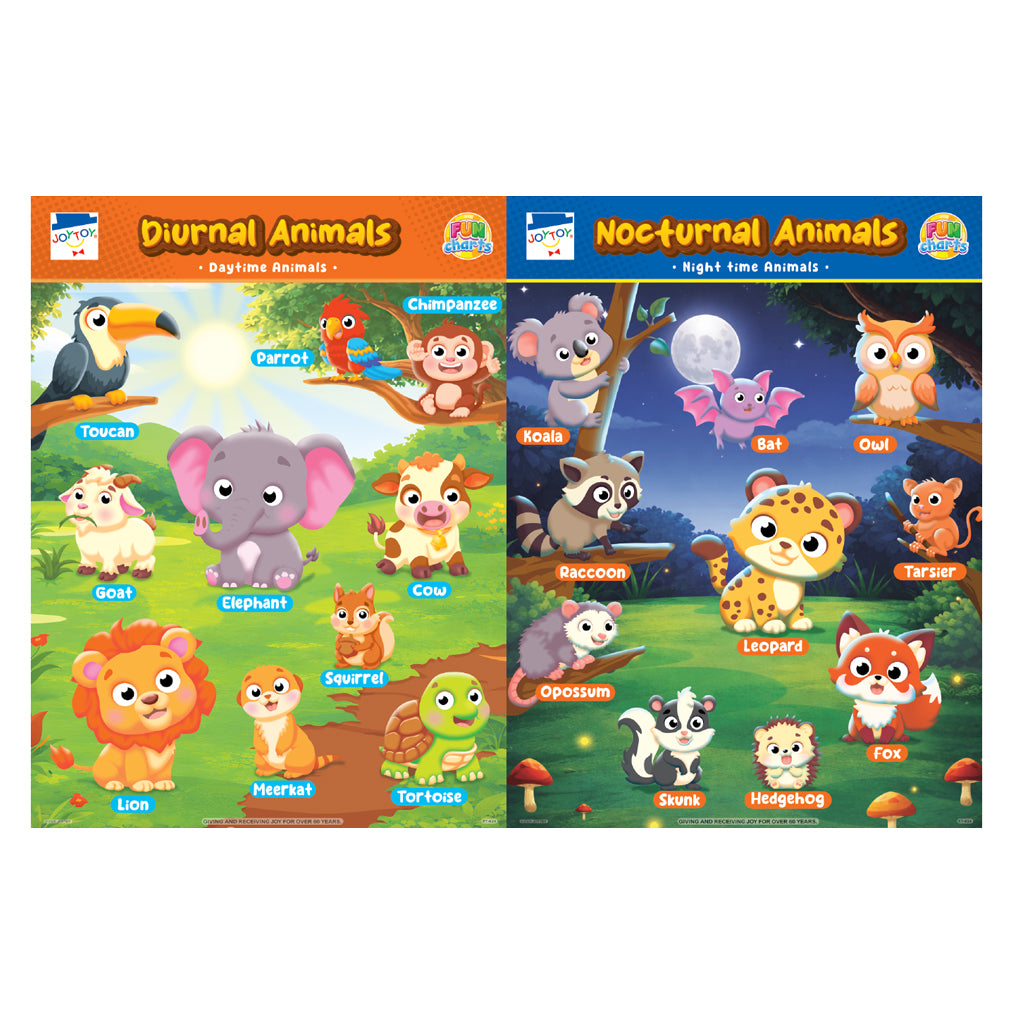Diurnal & Nocturnal Animals Fun Charts - Academic