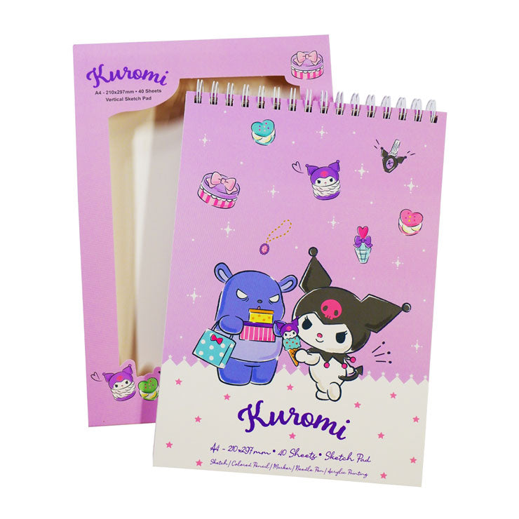 Sanrio Sketch Pad 4027002 210x297mm Kuromi Spiral Vertical Heather Monster
