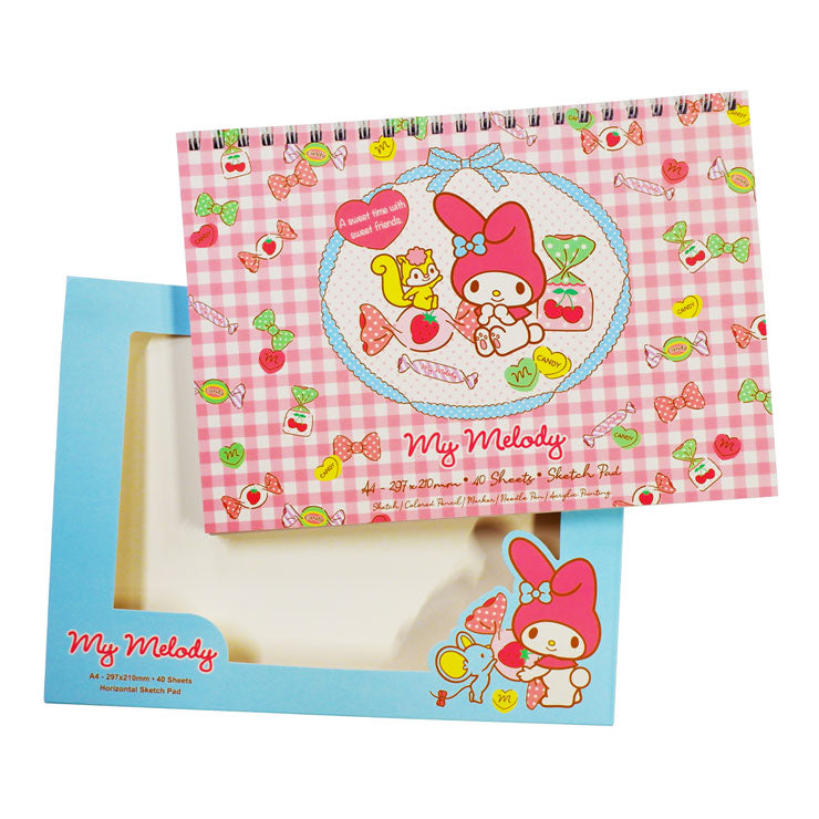 Sanrio Sketch Pad 4027003 210x297mm My Melody Spiral Horizontal Classic Pink