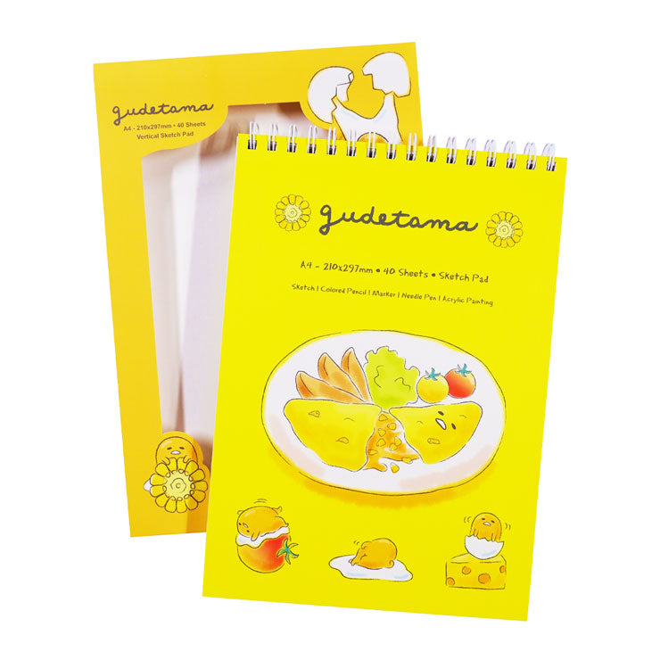 Sanrio Sketch Pad 4027005 210x297mm Gudetama Spiral Vertical Amber - Arts & Crafts Supplies