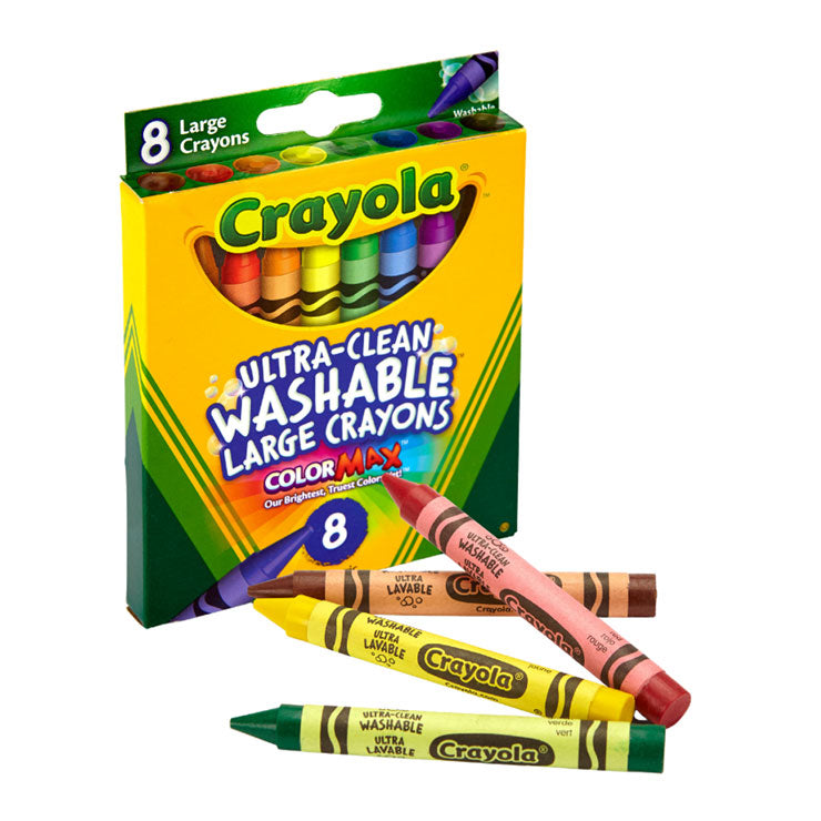 Crayola Crayons Large Washable 8 Colors Ultra Clean - School & Office Supplies - Coloring