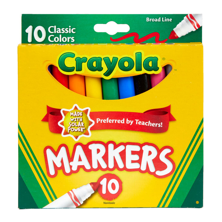 Crayola Classic Markers 10 Colors Broad Line - School & Office Supplies - Coloring