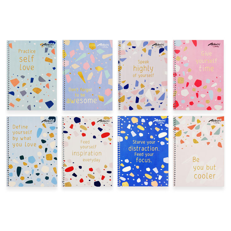 Avanti Spiral Notebook Printed 6x8.5 Inches 80 Sheets Terrazzo Art (assorted) - Notebooks