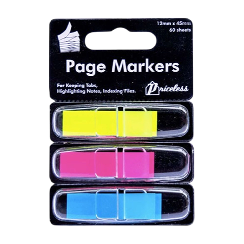 Priceless Tape Flags Pl16 12mmx45mm 3 Colors Page Markers - Labels
