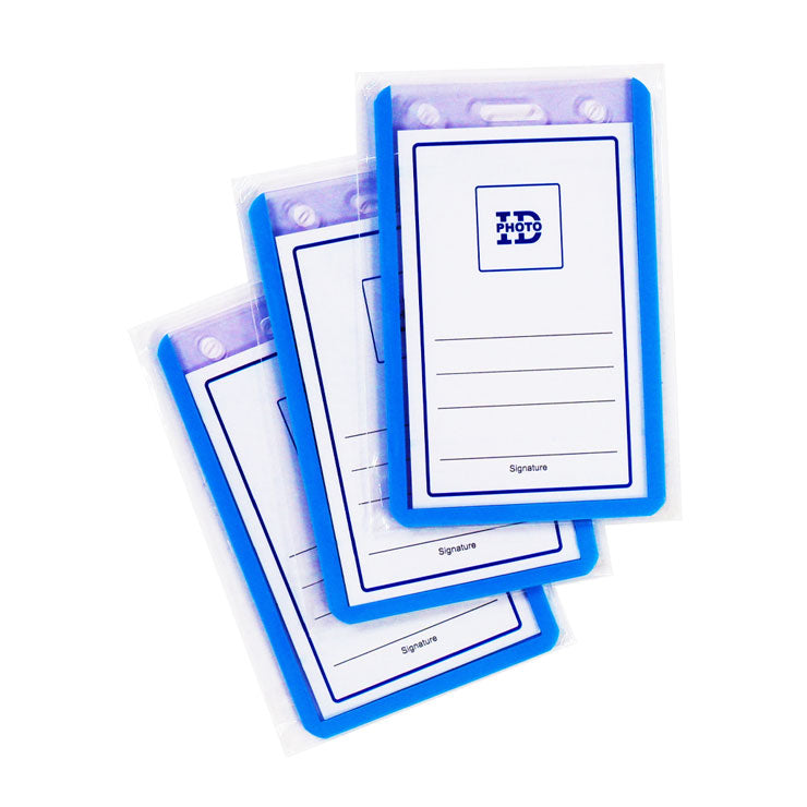 Long Life ID Jacket Vertical Waterproof Blue 5.5x8.5cm HV673B 3's - School & Office Supplies