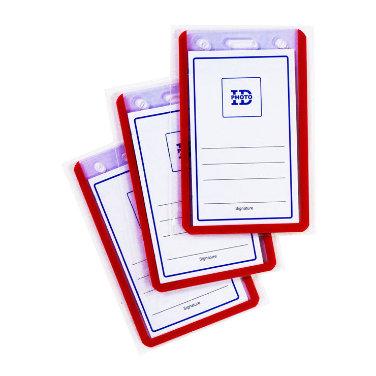 Long Life ID Jacket Vertical Waterproof Red 5.5x8.5cm HV673R 3's - School & Office Supplies
