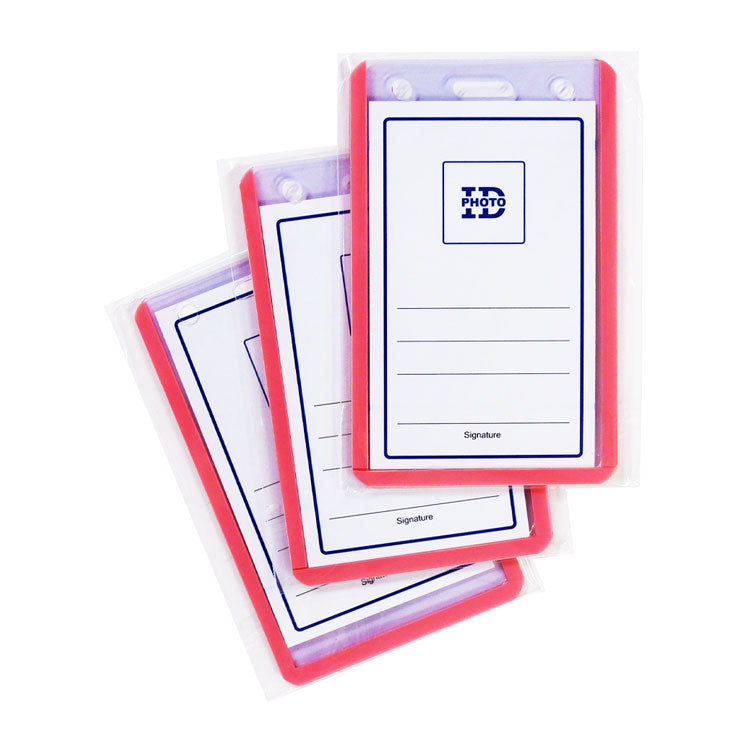 Long Life ID Jacket Vertical Waterproof Pink 5.5x8.5cm HV673P 3's - School & Office Supplies