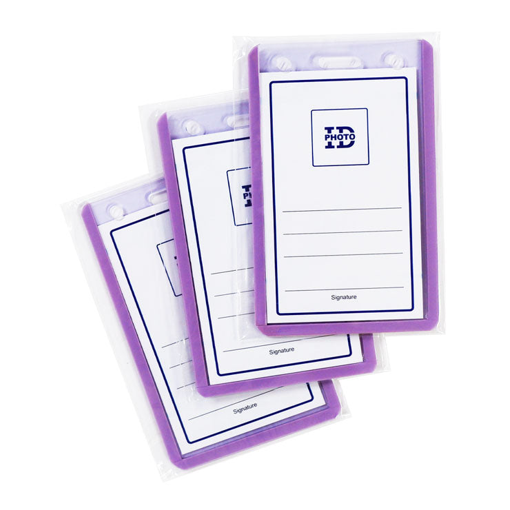 Long Life ID Jacket Vertical Waterproof Violet 5.5x8.5cm HV673V 3's - School & Office Supplies