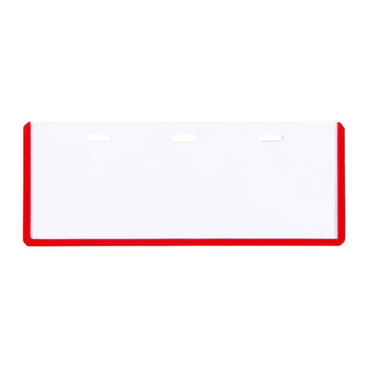 Long Life ID Name Plate 3 Hole Transparent 18x5.5cm LL10R, Red - School Supplies