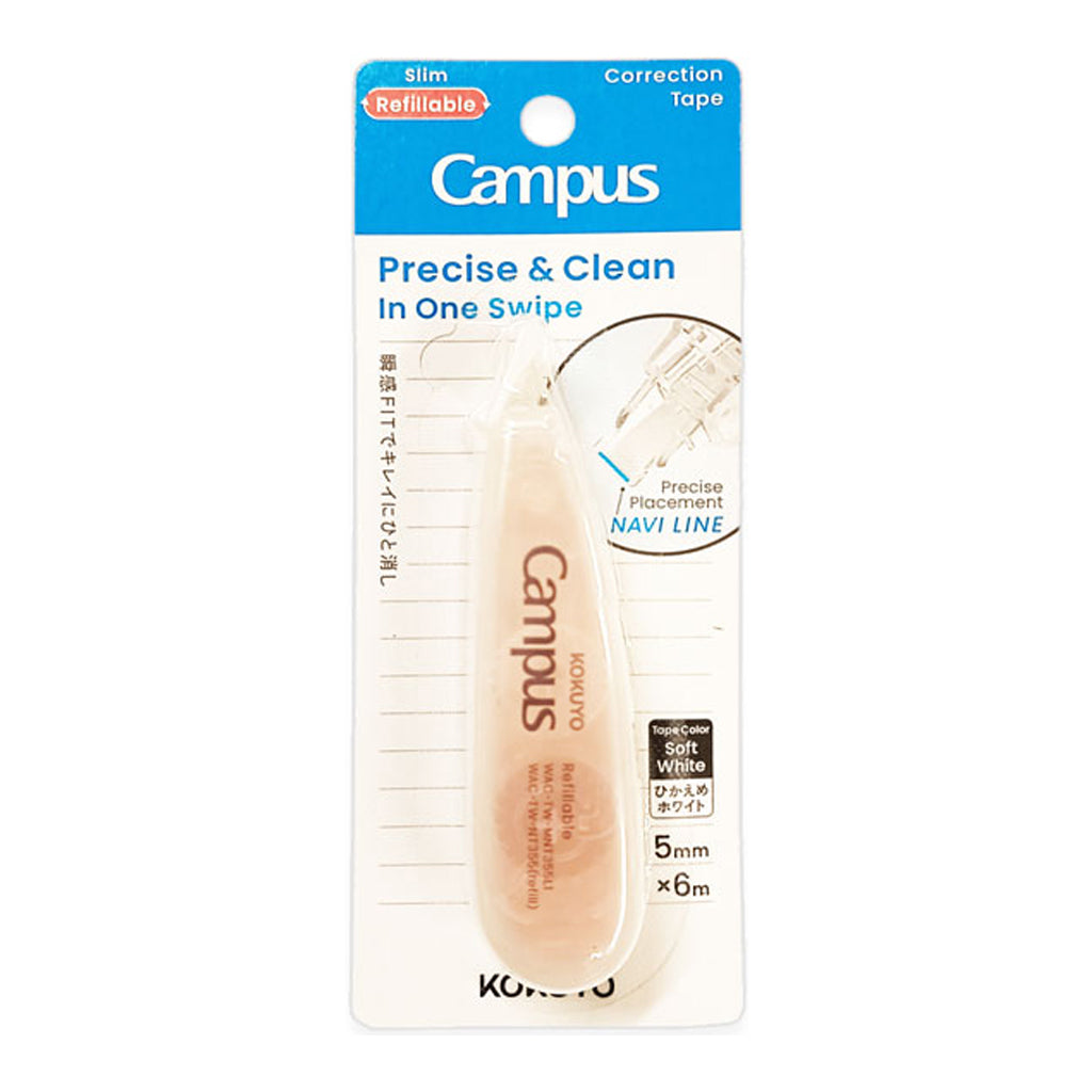Kokuyo Campus Refillable Correction Tape Slim Type Standard Color Navi Line 5mmx6m Pink WAC-TW-MNT355L1-P