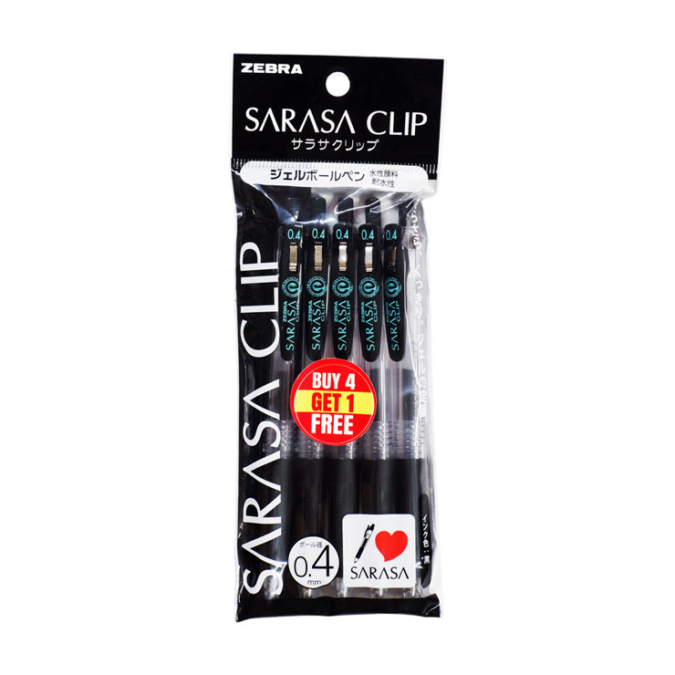 Zebra Sarasa Clip Gelpen 5pcs Promo Pack 0.4mm Black Ink P-JJS15-BK5