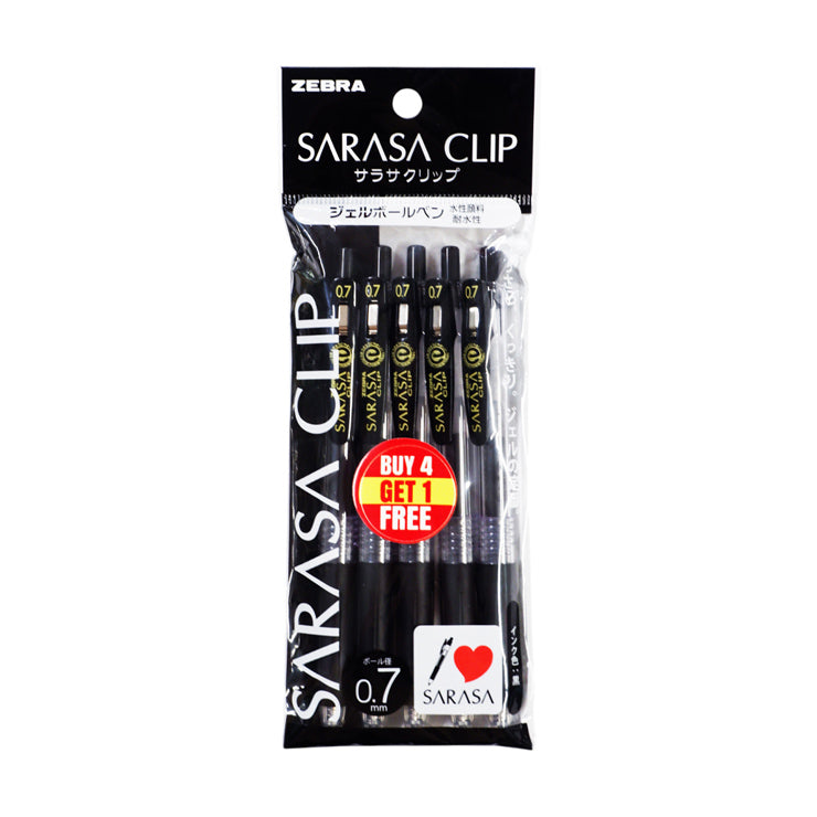 Zebra Sarasa Clip Gelpen 5pcs Promo Pack 0.7mm Black Ink P-JJB15-BK5