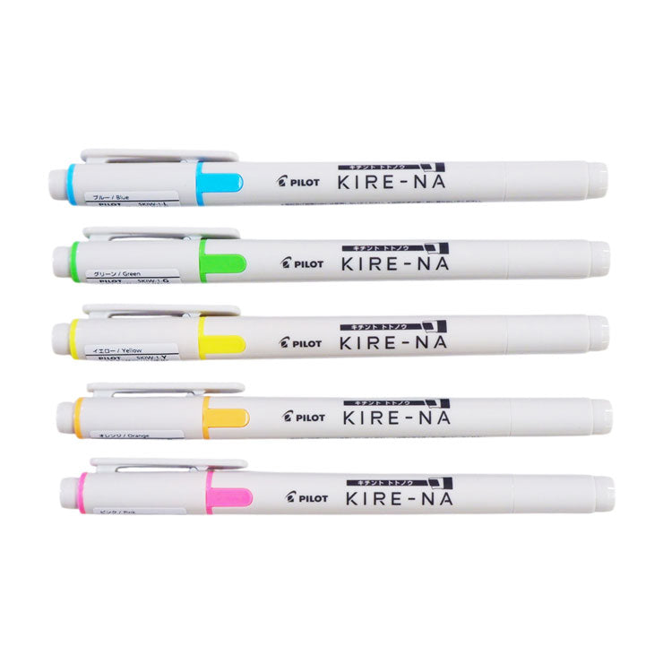 Pilot Kire-na Highlighter 5s Pink/Orange/Yellow/Green/Blue Dual Tip P-SKIWR24-1-5C1