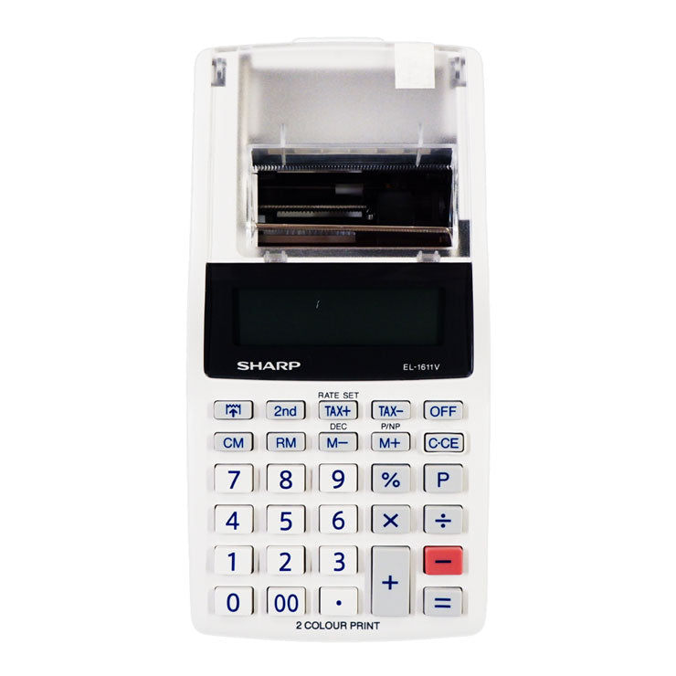 Sharp Printing Calculator 1611V White 12 Digits Small 2 Color Printer 58mm Paper