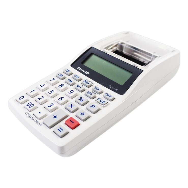 Sharp Printing Calculator 1611V White 12 Digits Small 2 Color Printer 58mm Paper