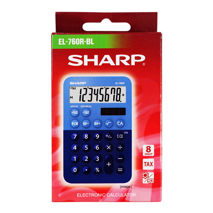 Sharp Handheld Calculator EL760R 8 Digits Dual Power, Blue