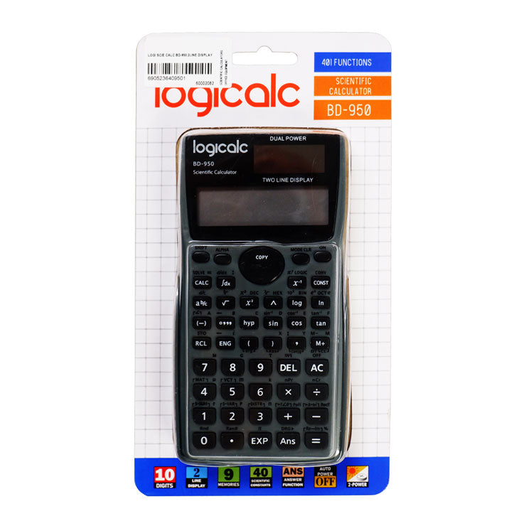 Logicalc Scientific Calculator 2 Line Display Dual Power BD-950 - School & Office Supplies