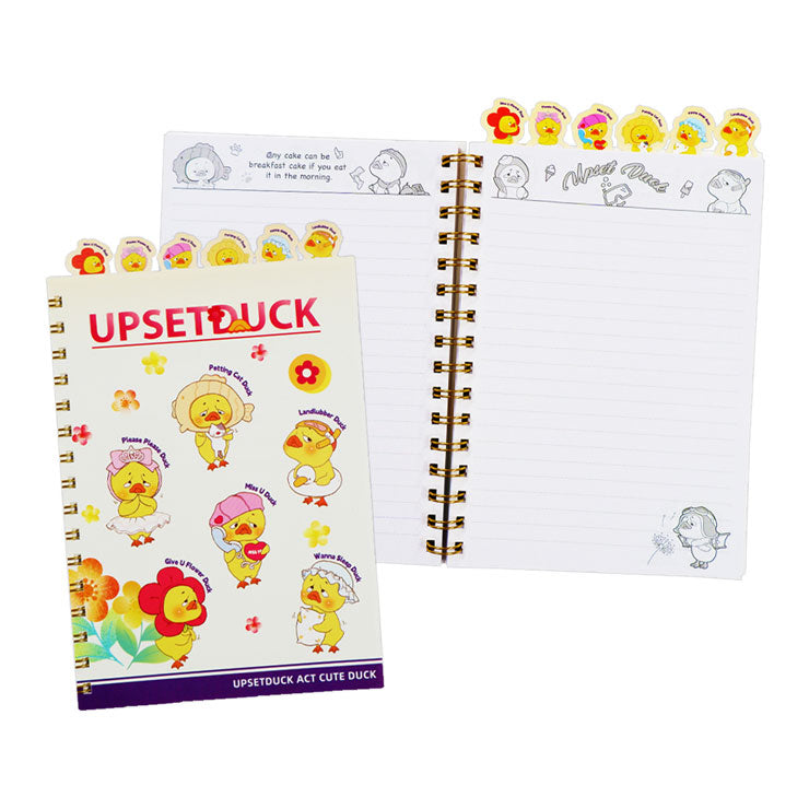 Upset Duck Spiral Notebook NT-80B9383-A 148x210mm 104 Sheets Yellow With 6 Tabs Frosted PP Cover