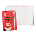 Geegee Pig Journal Notebook NT-80B9411-C 148x210mm 96 Sheets Red 70gsm With Elastic Band Hard Cover