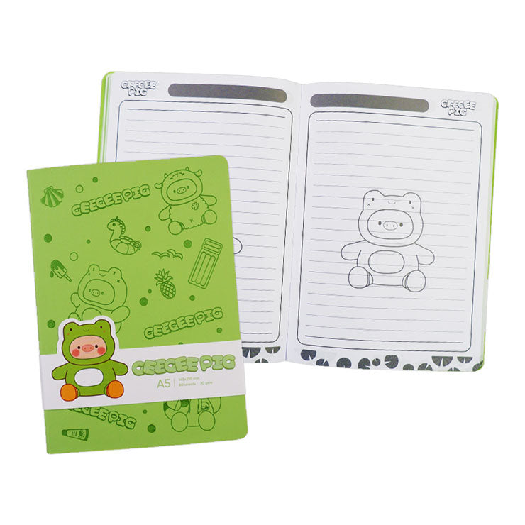 Geegee Pig Journal NT80B9420A 148x218mm 80's Green Debossing
