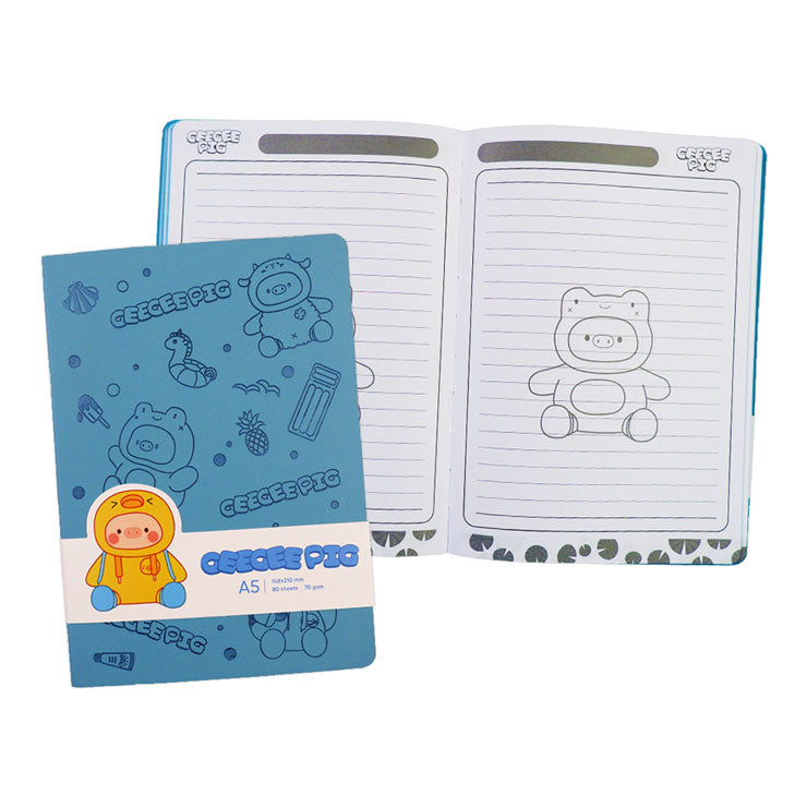 Geegee Pig Journal NT80B9420B 148x218mm 80's Blue Debossing