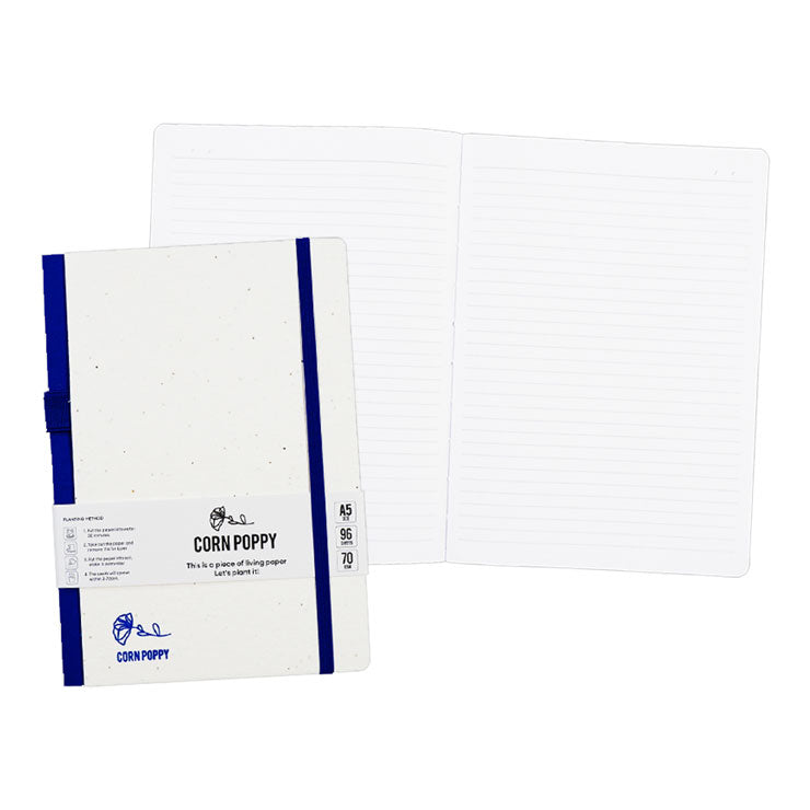 Annior Pastin Journal Notebook NT-80B9429-A 148x210mm 96 Sheets Blue Seeded Paper With Pen Loop and Elastic Band