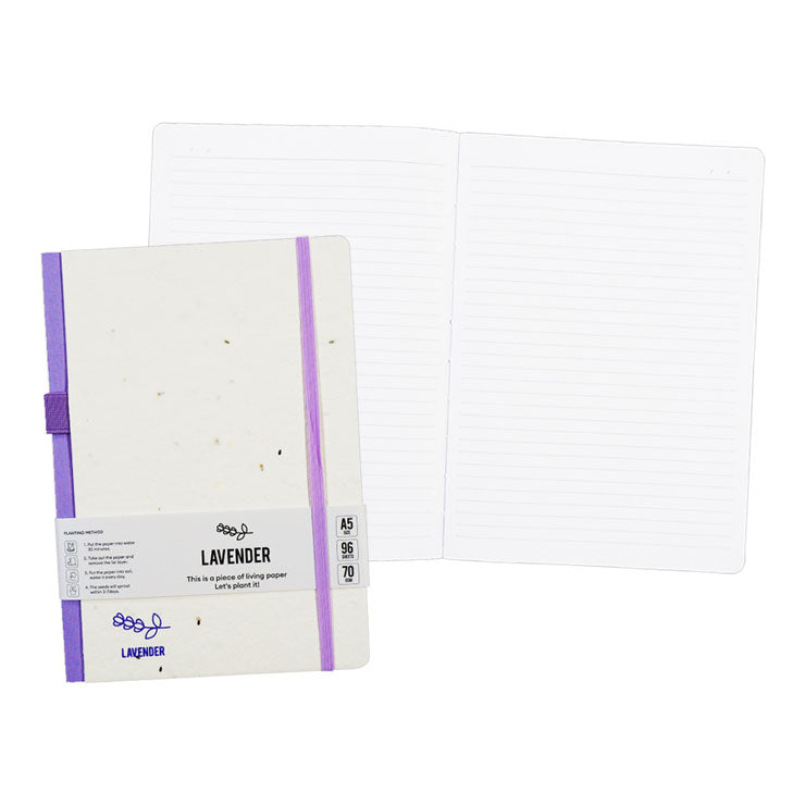 Annior Pastin Journal Notebook NT-80B9429-B 148x210mm 96 Sheets Purple Seeded Paper With Pen Loop and Elastic Band