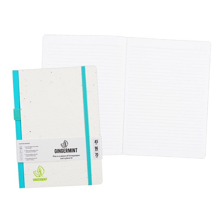 Annior Pastin Journal Notebook NT-80B9429-C 148x210mm 96 Sheets Green Seeded Paper With Pen Loop and Elastic Band