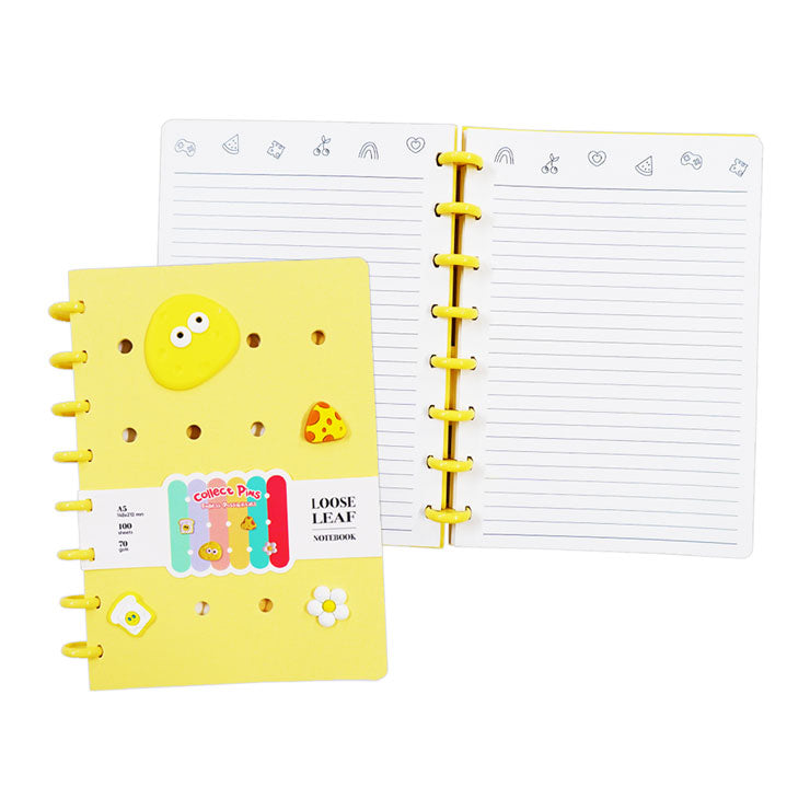 Annior Pastin Discbound Journal NT-80B9461-A 148x210mm 100 Sheets Yellow With Pins and Belly Band