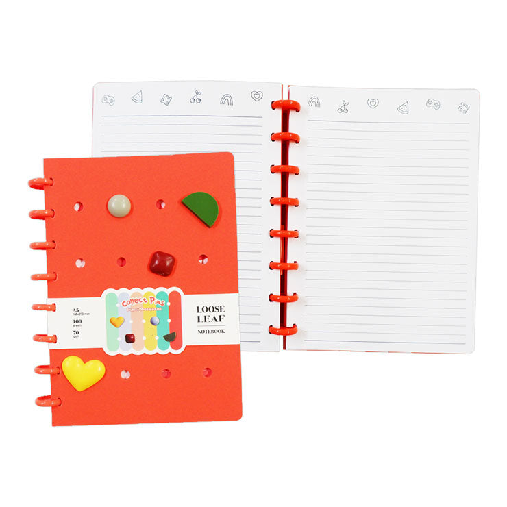 Annior Pastin Discbound Journal NT-80B9461-B 148x210mm 100 Sheets Red With Pins and Belly Band