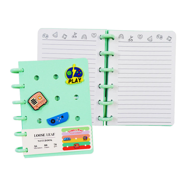 Annior Pastin Discbound Journal NT-80B9462-A 105x148mm 80 Sheets Green With Pins and Belly Band