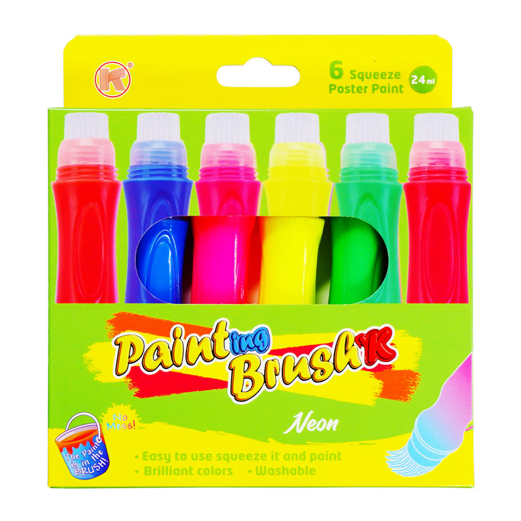 Xingda Paint Brush FB24N 6 Neon Colors 24ml - Arts & Crafts Supplies